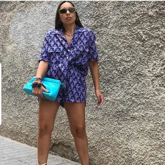 ZARA BUTTON DOWN PRINTED BLOUSE - Picture 4 of 10